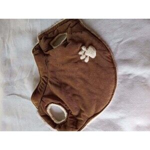 DOG COAT Sz.(Sm) Tan Corduroy w/ Fleece Lining Fastening Tape Closure